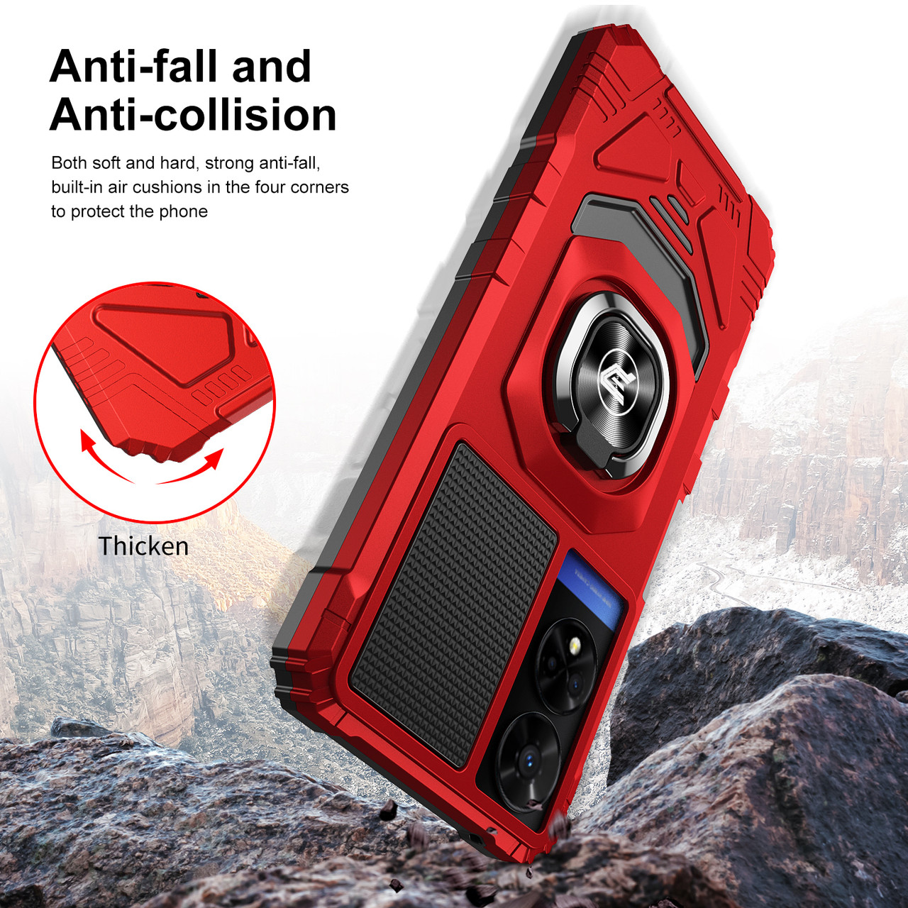 TCL 50 XE 5G / 50 XE NXTPAPER 5G phone case, Ring Kickstand Magnetic Car  Mount, PC and TPU Impact-Resistant Bumpers Protective Case by Wireless  ProTech - Wireless ProTech