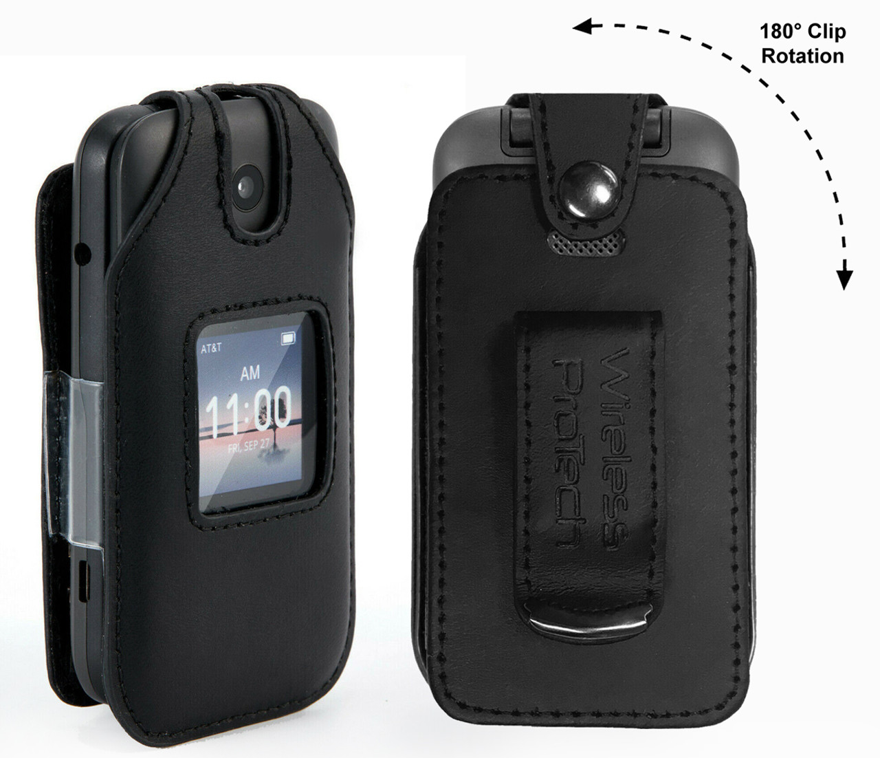 Nokia 2760 Flip (N139DL) Form Fitted Leather Case, Rotating Belt Clip,  Built-in Screen & Keypad Protection by Wireless ProTech - Wireless ProTech