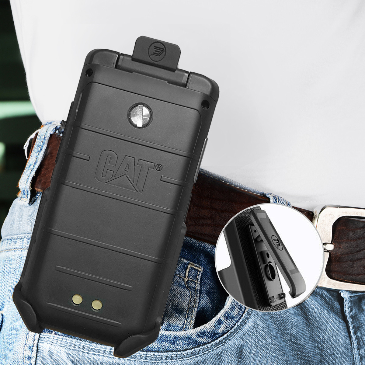 BELTRON Gürtelholster Für CAT S22 Flip Handy – Robuste, Drehbare Halterung Für T-Mobile & Entsperrte Modelle