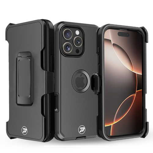 Apple iPhone 16 PRO MAX Heavy Duty Belt Clip Holster with Rugged Triple Layer TPU and PC Smooth Case Combo by Wireless ProTech