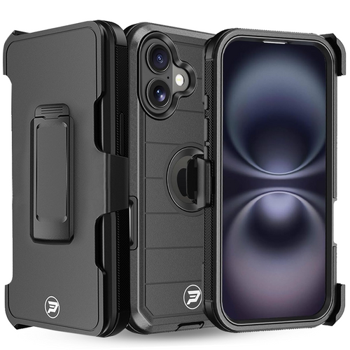 Apple iPhone 16 PLUS Heavy Duty Belt Clip Holster with Rugged Triple Layer TPU and PC Lined Case Combo by Wireless ProTech