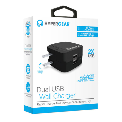 HyperGear Rapid Charge 3.4A Dual USB Wall Charger ‑ Black