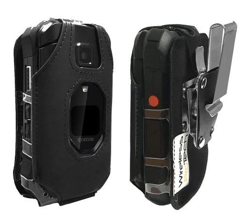 Wireless ProTech Leather Fitted Case with Heavy Duty Quad Lock Swivel Belt Clip for Kyocera DuraXV Extreme E4810
