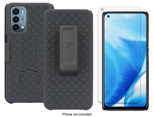 OnePlus Nord N200 5G Case with Weave Pattern and Belt Clip Holster Combo includes 9D Screen Protector by Wireless ProTech