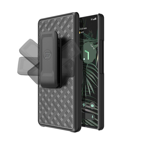 Google Pixel 7 PRO Case with Weave Pattern and Belt Clip Holster Combo includes 9D Screen Protector by Wireless ProTech (Screen size 6.7")
