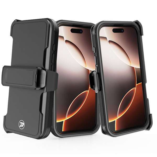 Apple iPhone 16 PRO Heavy Duty Belt Clip Holster with Rugged Triple Layer TPU and PC Smooth Case Combo by Wireless ProTech
