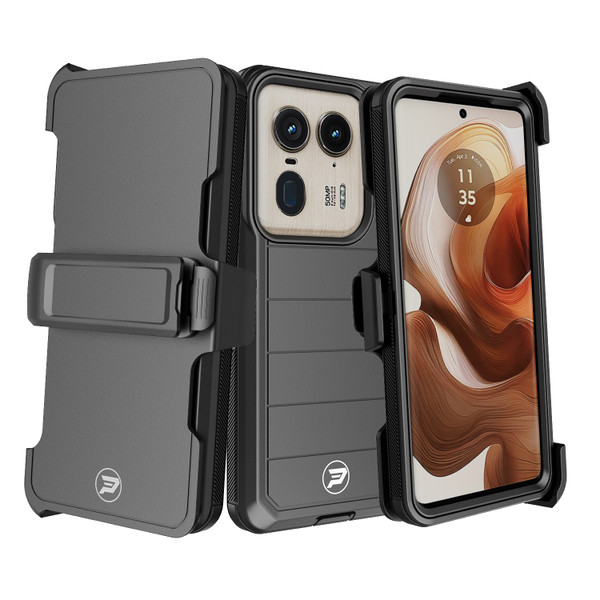 Motorola Edge 50 Ultra 5G and Moto X50 Ultra Heavy Duty Belt Clip Holster with Rugged Triple Layer TPU and PC Lined Case Combo by Wireless ProTech