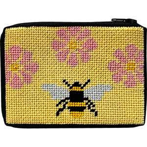 Item #SZ244, Flowers and Bee Stitch and Zip Kits Coin Purse Item #SZ244, Flowers and Bee Stitch and Zip Kits Coin Purse