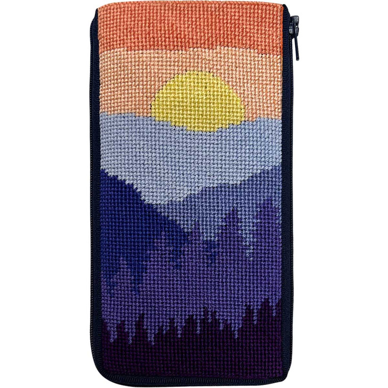 Item #SZ3017, Mountain Scene Stitch and Zip Kits Eyeglass Case