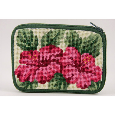 Needlepoint Bag Hibiscus Needlepoint Coin Purse Kit Pre-Printed