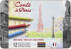 image of Conte Pastel 12-pencil Set with a Paris Street Scene on the tin