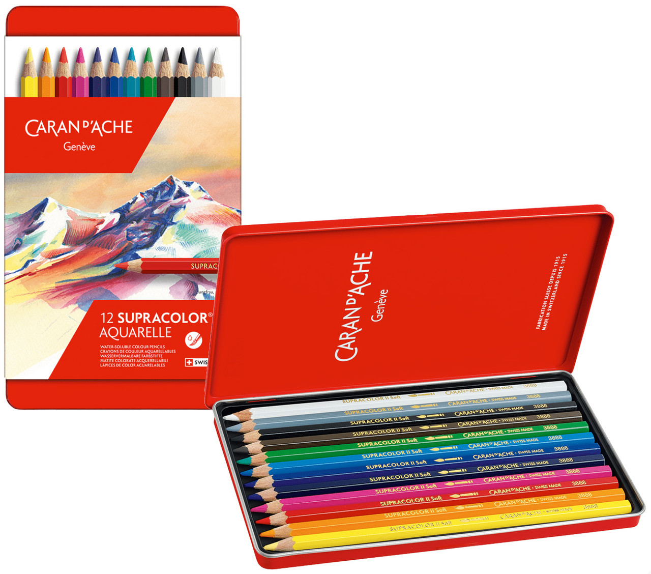 image of Caran d'Ache Supracolor Aquarelle 12-pencil Set