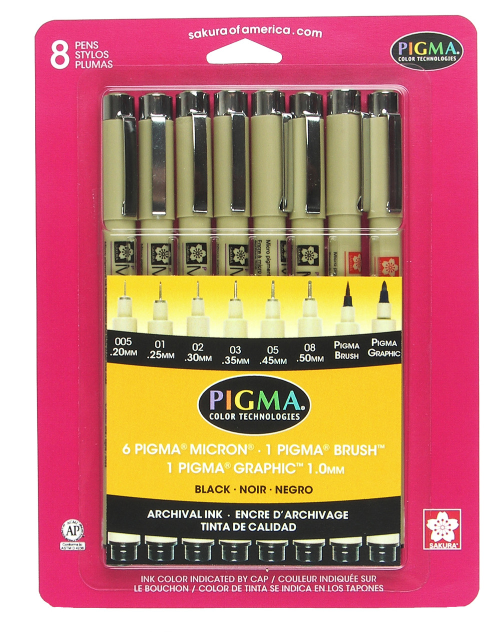 Pigma Micron 8-pen Set Black - Meininger Art Supply