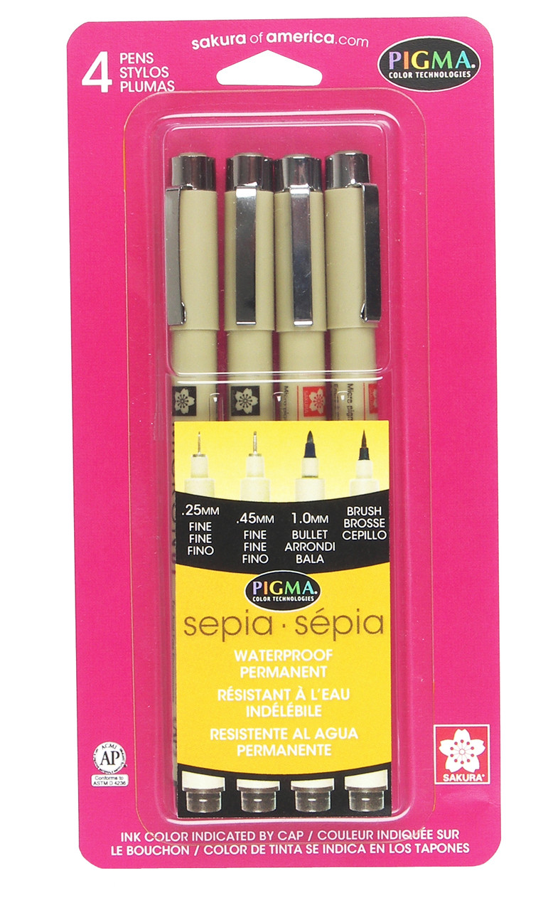 Pigma Micron 4-pen Set Sepia - Meininger Art Supply