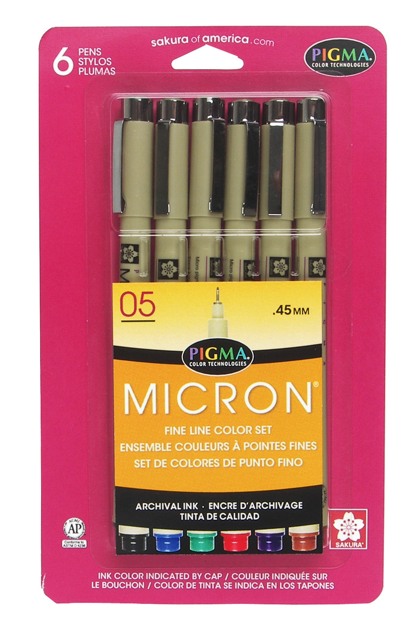 Pigma Micron Pen, 05 Colored Ink, Set of 6