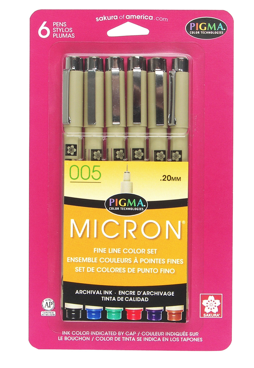Pigma Micron 005 6-pen Set Assorted - Meininger Art Supply