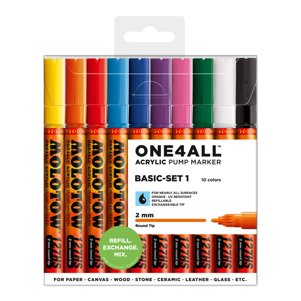 Molotow ONE4ALL Basic Paint Marker 2mm 10-color Set