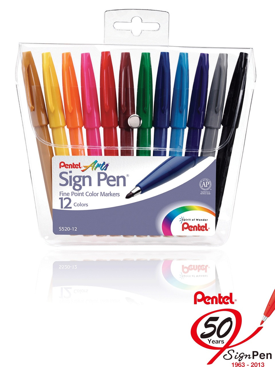 Pentel Sign Pen Brush Tip Set, 12-Colors