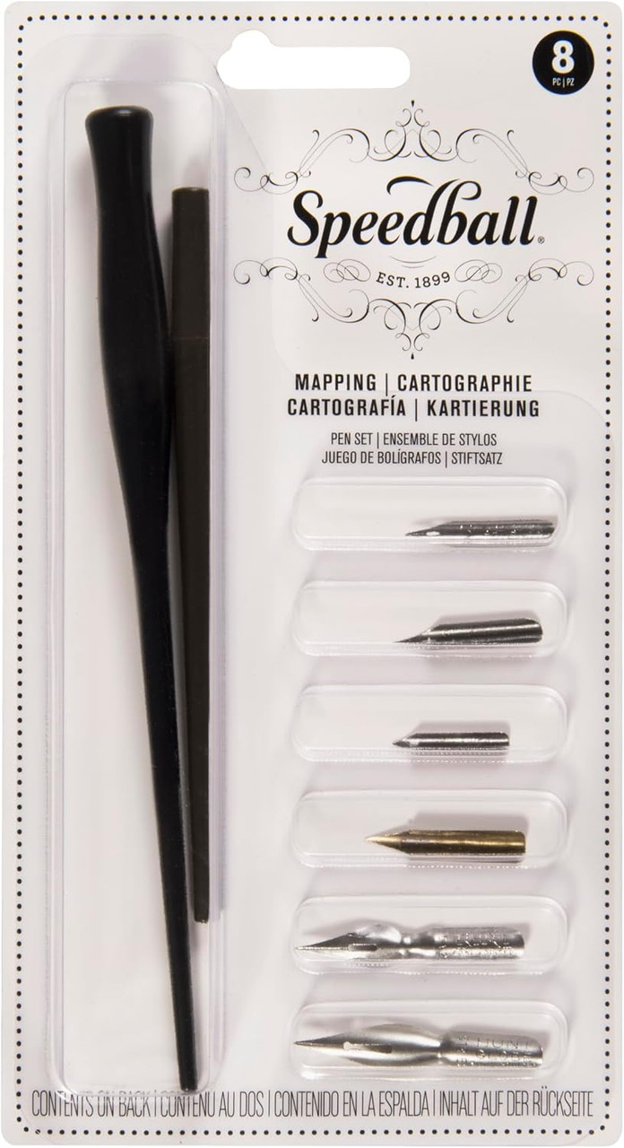 Speedball Mapping Pen Set with two pen holders and 6 nibs