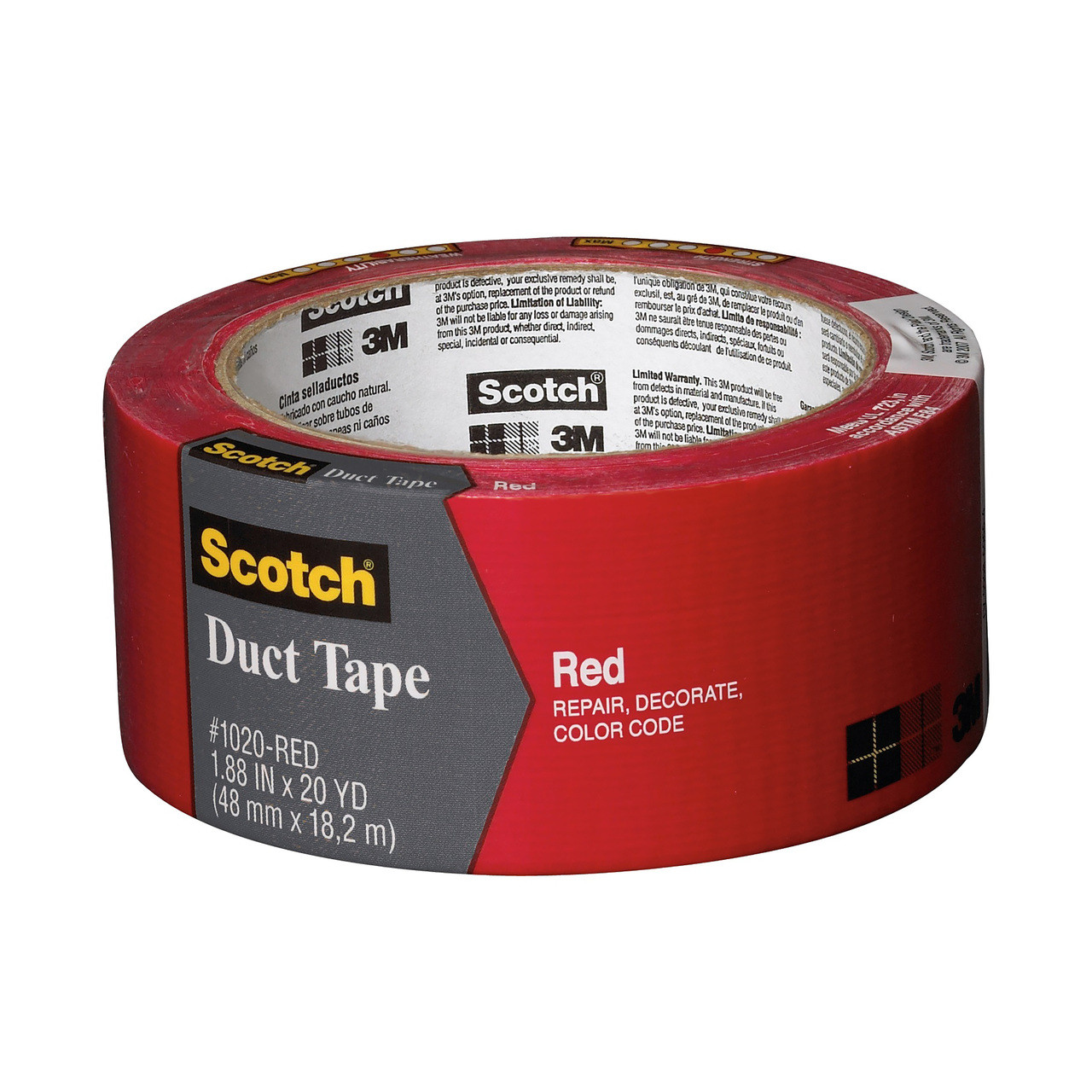 3M Scotch Colored Duct Tape 1.88in x 20yd Red - Meininger Art Supply