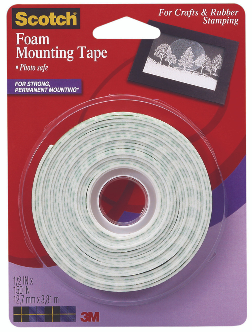 3M Scotch Craft Mounting and Rubber Stamping Foam Tape 1/2-inch x 150-inch