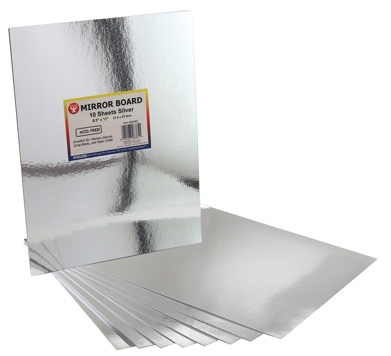 Hygloss Mirror Board Silver 5pk 8.5in x 11in