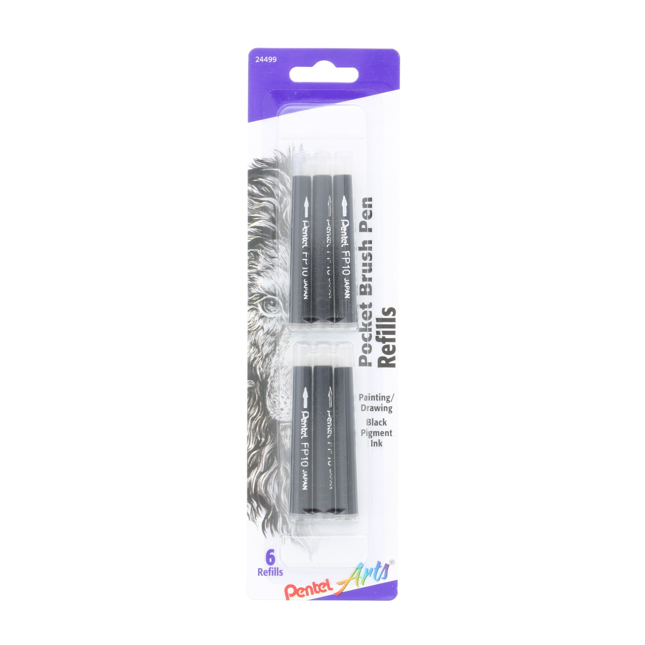 Pentel Pocket Brush Pen Refill 6pk - Meininger Art Supply