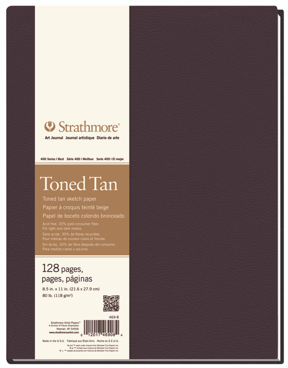 Toned Hardbound Art Book Series 400 8.5 x 11 Tan (Warm) 80lb (118 gsm) Hard Bound