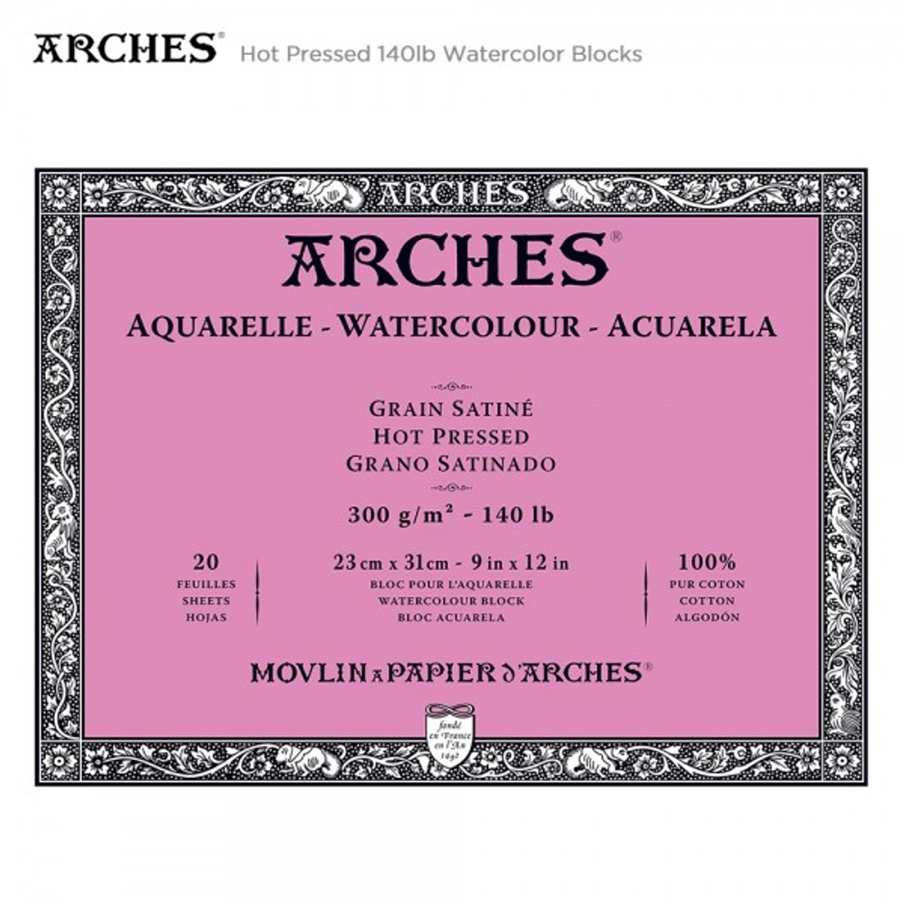 Arches Aquarelle Watercolor Block 300 lb. Cold Press 9 in. x 12 in.