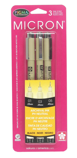 Pigma Brush Markers - Black, 3 Pack