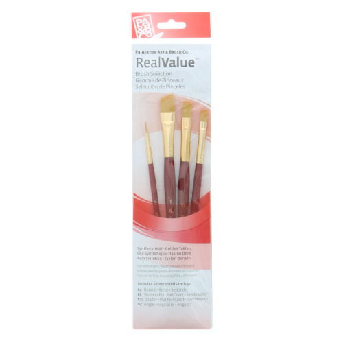 Synthetic Golden Taklon 4-Brush Set Round 2, Shader 6, 10, Angle 1/2