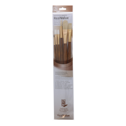 Natural/Synthetic Hair 6-Brush Set Round 2, 6, Flat 4, Bright 8, Synthetic Filbert 4, 12
