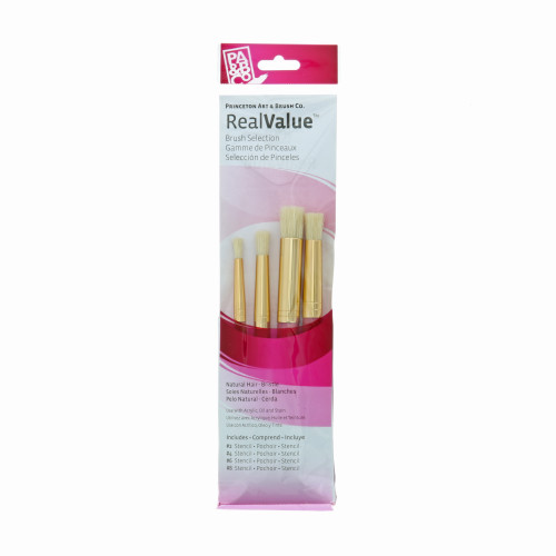 Natural-Bristle 4-Brush Set Stencil 2, 4, 6, 8