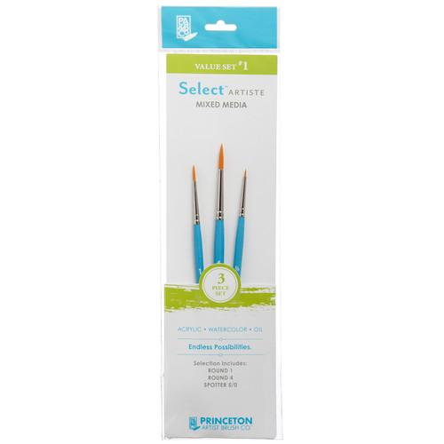 Select Artiste Mixed Media 3-Brush Set #1 Round 1, 4, Spotter 5/0