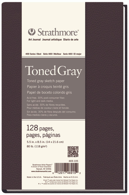 Strathmore 400 Series Toned Sketch Journal - 11 x 8-1/2, 128 pages, Cool  Gray, Hardbound