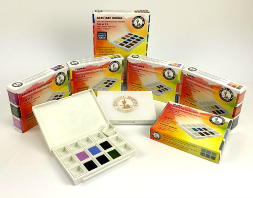 FineTec Watercolor Halfpan Pearlescent Rainbow Colors Metal Box Set of 12