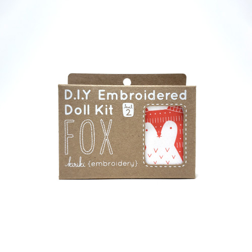 Depicted is the front of the Kiriki D.I.Y. Fox Doll Embroidery Kit.