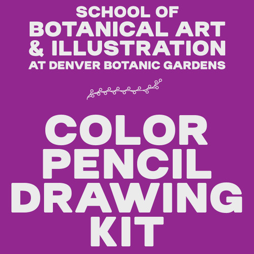 School of Botanical Art & Illustration at Denver Botanic Gardens Color Pencil Drawing Kit on a purple background