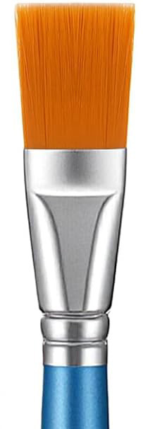 image of a Small Soft Golden Taklon Brush with Silver Ferrule and Blue Handle