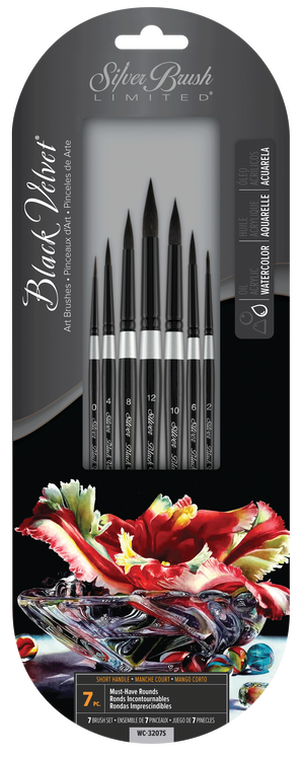 Black Velvet Watercolor Round 7-Brush Set