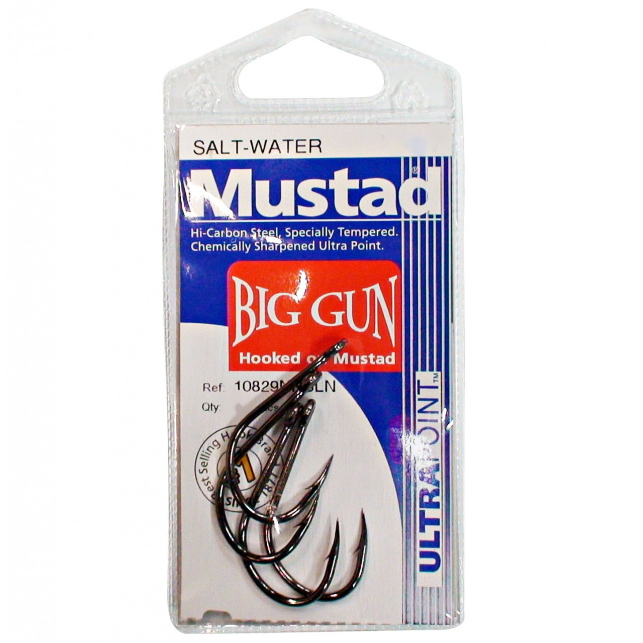 10 Pack Mustad Ultra Point 10829NP-BN-10 Big Gun 2x Live Bait Hooks - Size  1/0