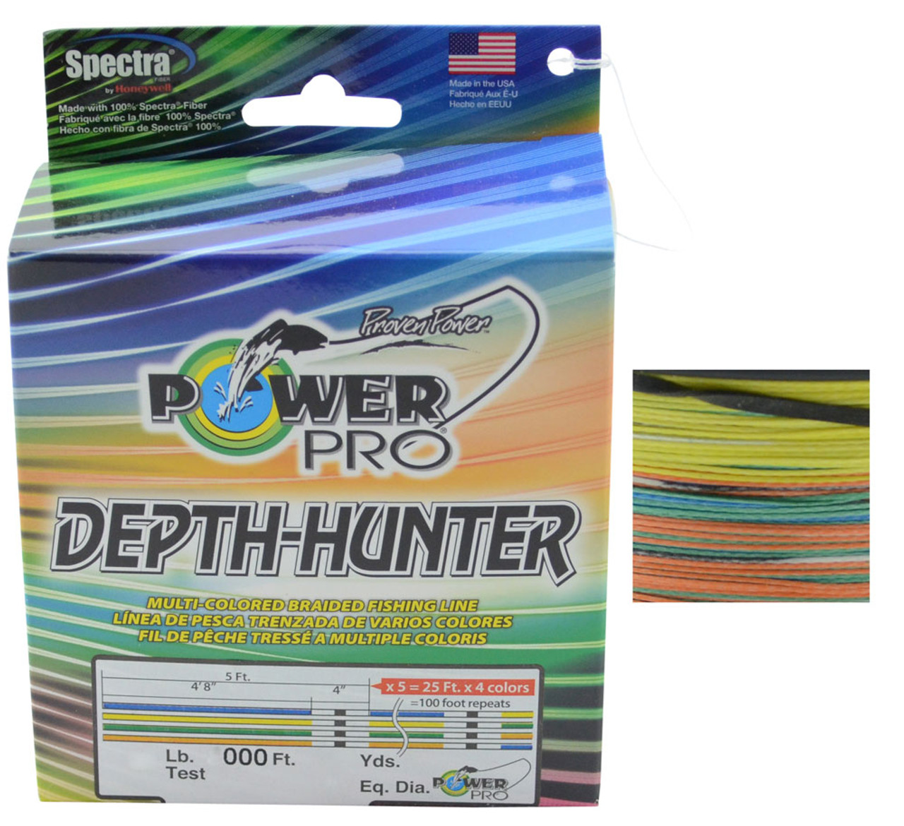 Power Pro Depth Hunter Braid Multi Colour 333 yards or 500 yards