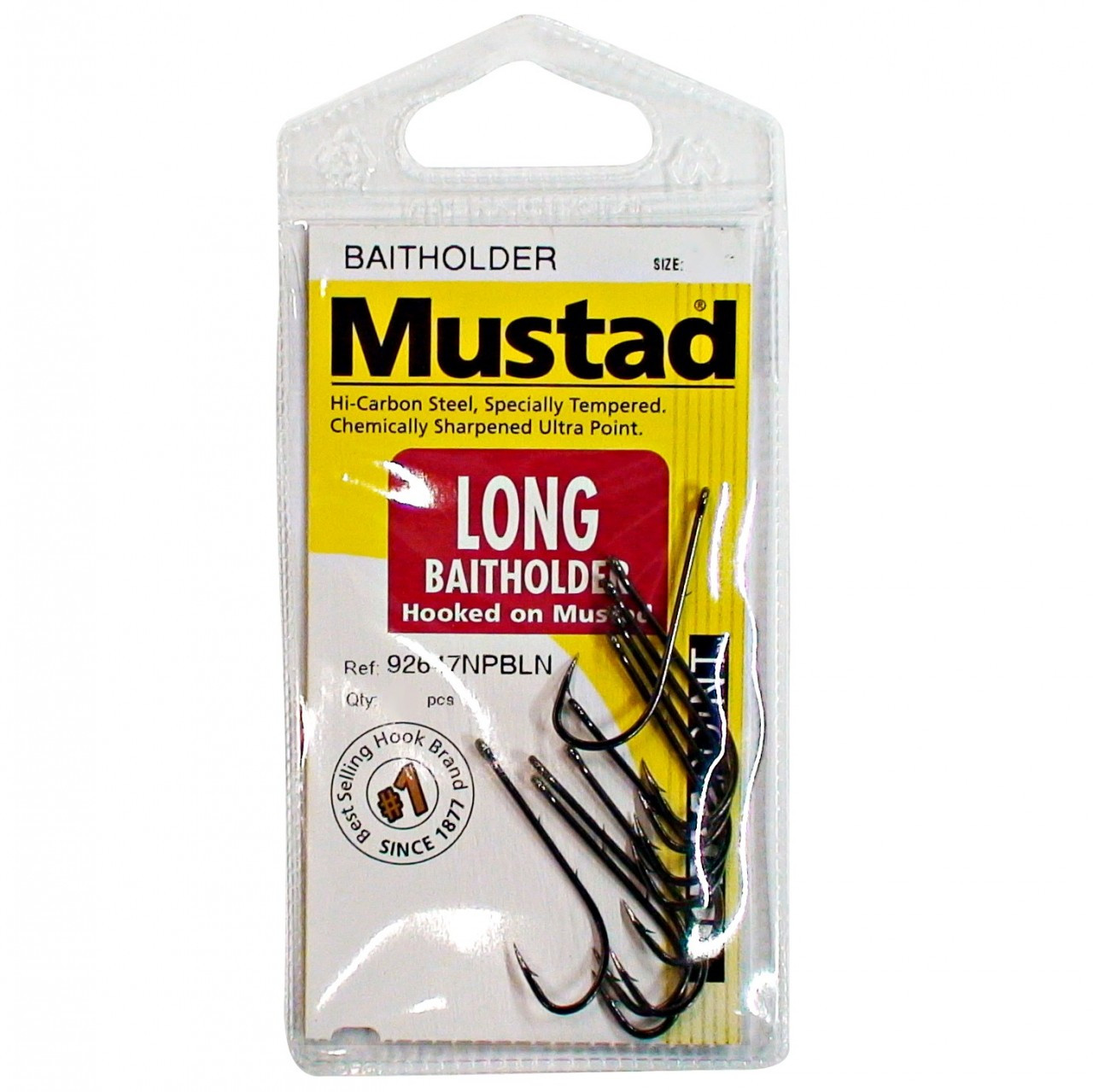 Mustad (Long Baitholder ) Fishing Hooks Single Packet 92647NPBLN