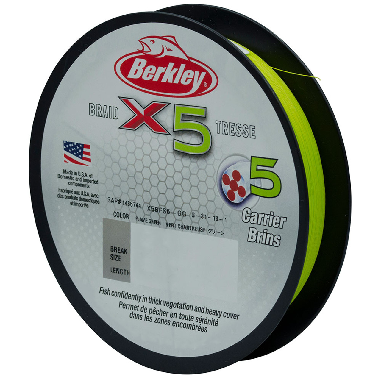 Berkley® x5 Braid Flame Green - 150m 0.12mm 10lb
