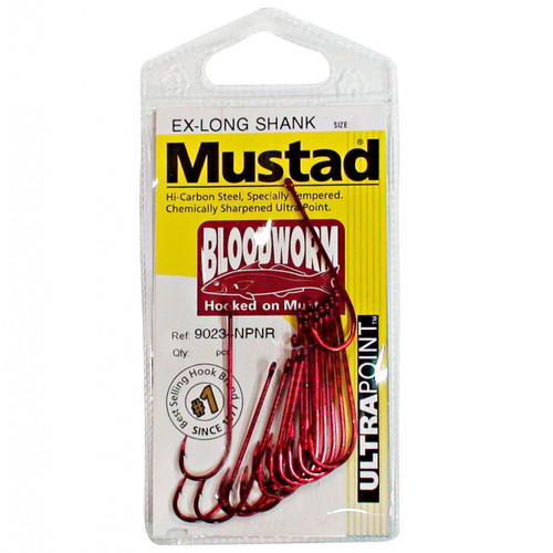 Mustad Bloodworm Long Shank Fishing Hooks Box