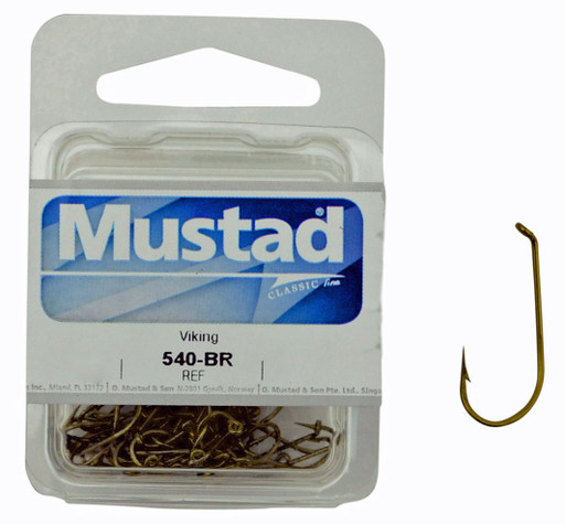 10 Boxes of Mustad Bronze 540 French Viking Fishing Hooks - Size 2