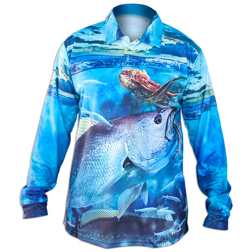 FISHING SHIRT Vented Back FAWN MED Bluewater