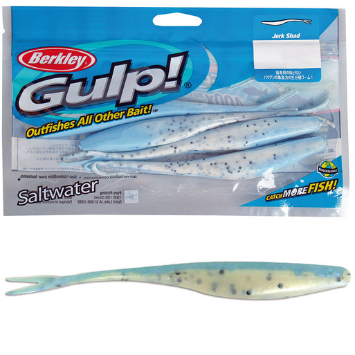 6 Pack of Berkley Gulp! 5 Inch Saltwater Jerk Shad Fishing Lures - Nuclear  Chicken Glow