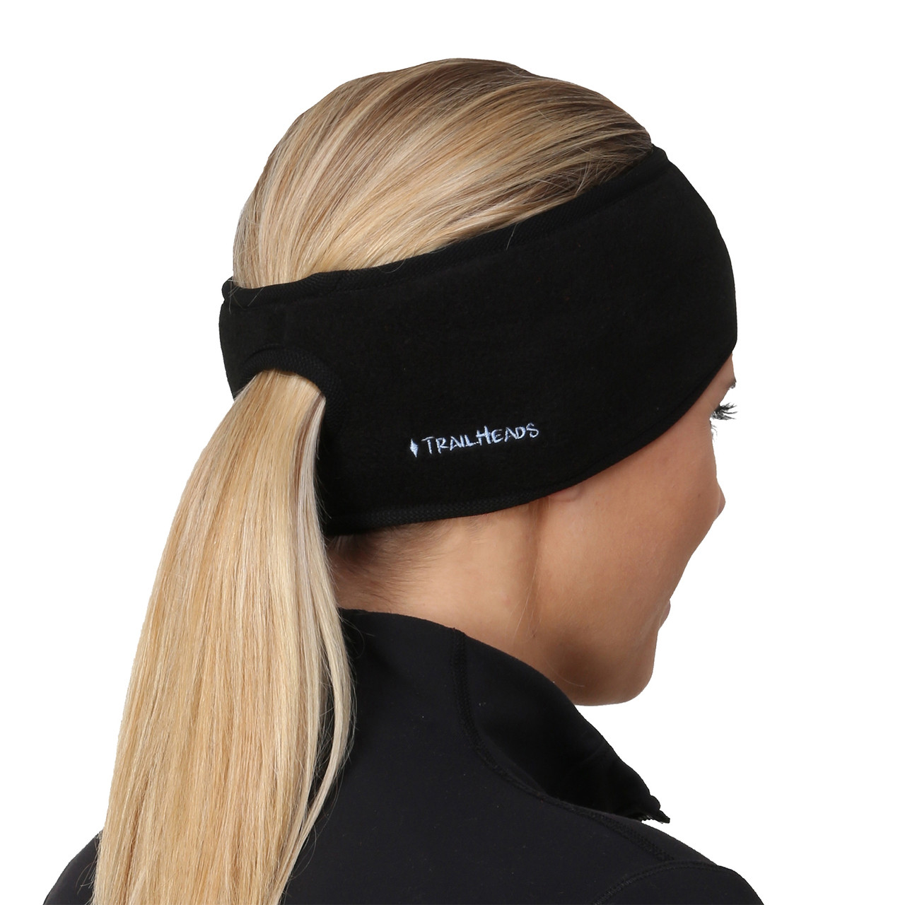 SLS3 Running Headband Ear Warmer for Women - Fleece Ear Warmer Headband  with Ponytail Hole for Cold Weather, Women's Sport Headbands for Winter
