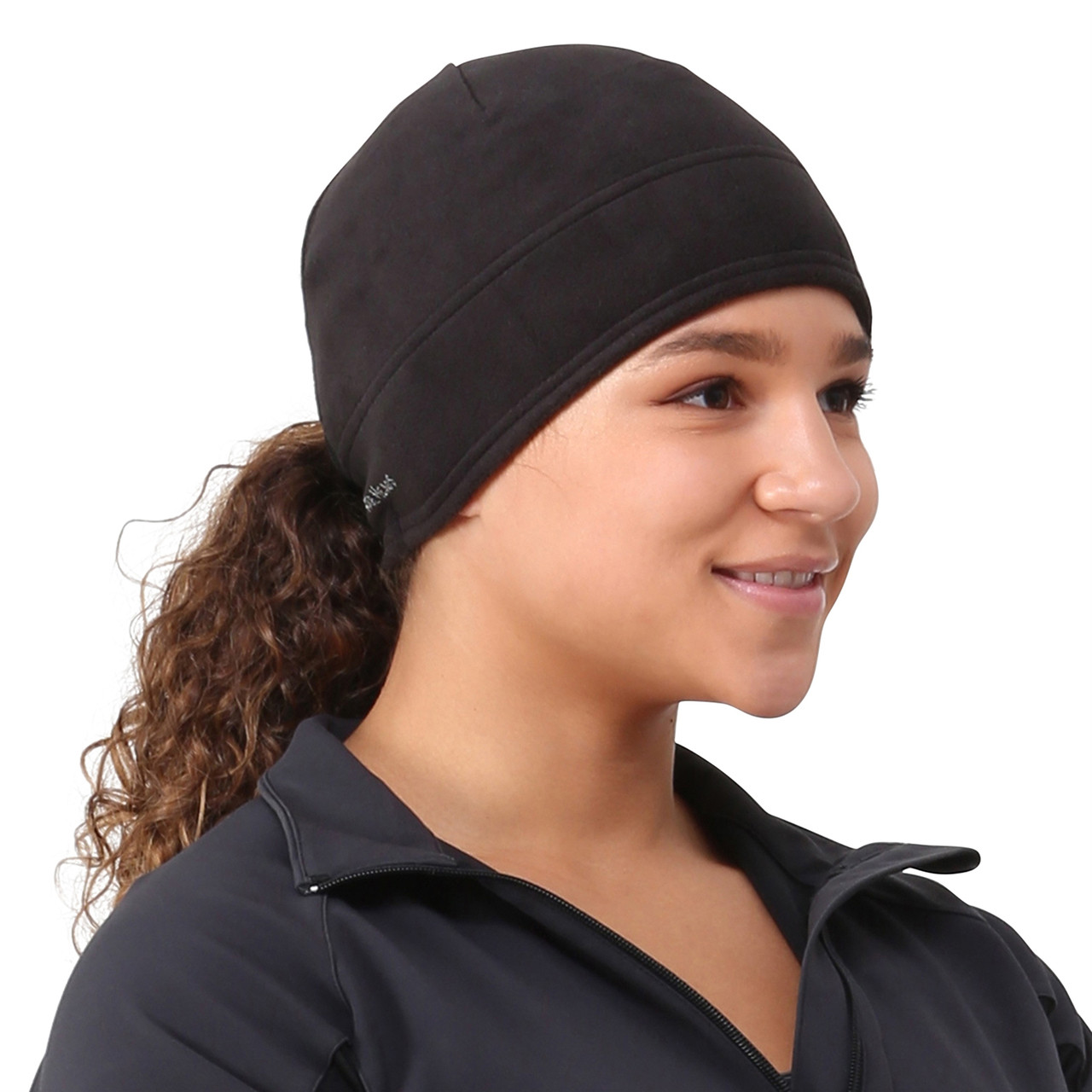 Hat With Ponytail Opening - Microfleece - Beanie with Ponytail Hole